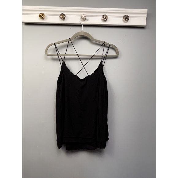 Massimo Dutti Strappy Tank Top Blouse Womens 2 Small Black Embroidered NWOT - Picture 2 of 8